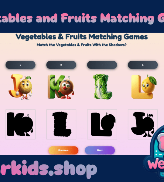 Vegetables and Fruits Alphabet Matching Game