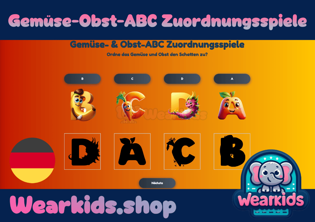 Gemüse- & Obst-Alphabet Zuordnungsspiel