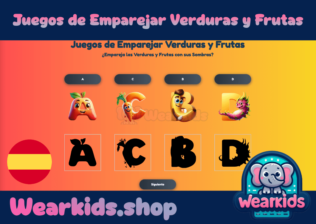 Juego de Emparejamiento del Alfabeto de Frutas y Verduras