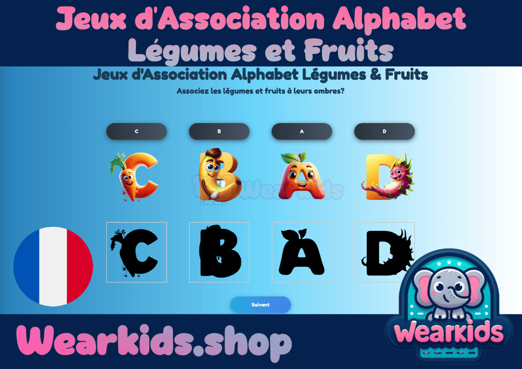 Jeu de Correspondance de l'Alphabet de Fruits et Légumes