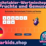 Buchstabier-Wortmischspiel: Früchte und Gemüse