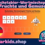 Buchstabier-Wortmischspiel: Früchte und Gemüse