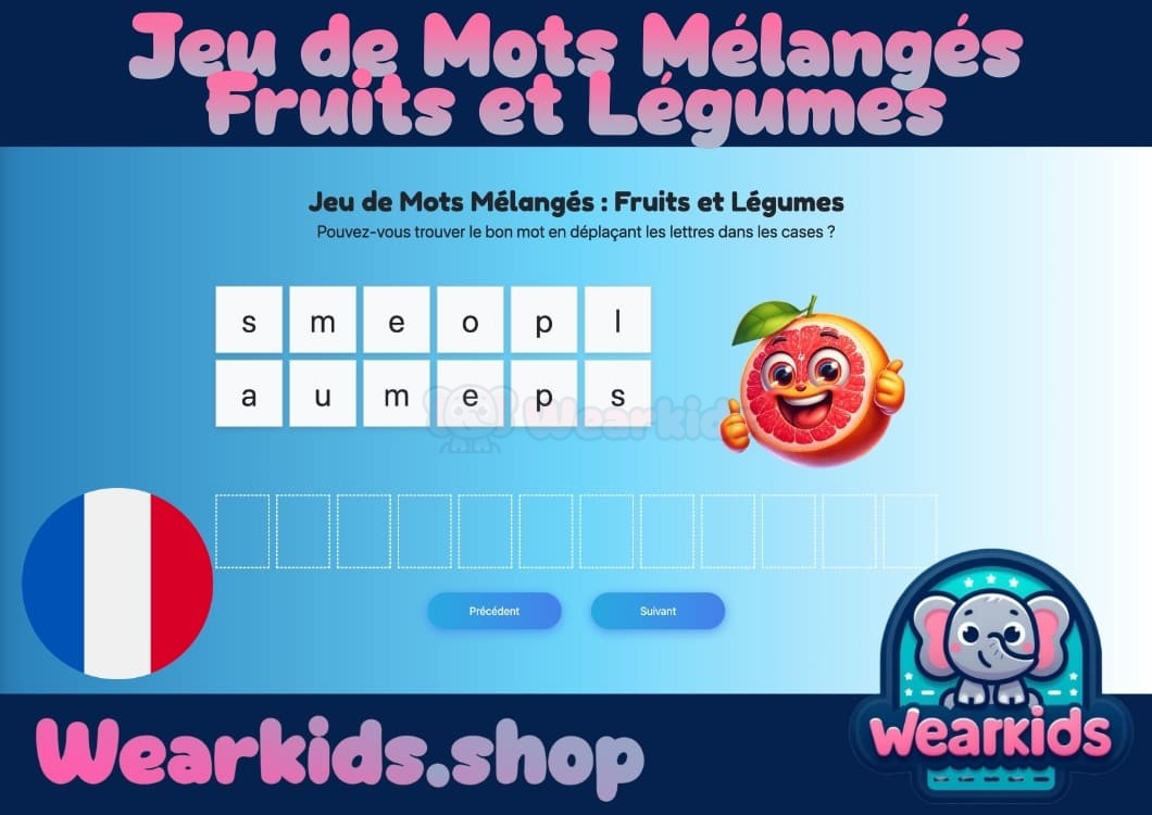 Jeu de Mots Mélangés : Fruits et Légumes