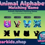 Animals Alphabet Matching Game, Busy Book Page, Homeschool, Toddler, Preschool and Kindergarten Activity, Worksheet